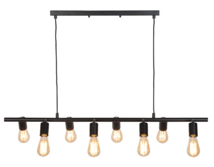Loftslampe som stang med 8 regulerbare pærer - sort